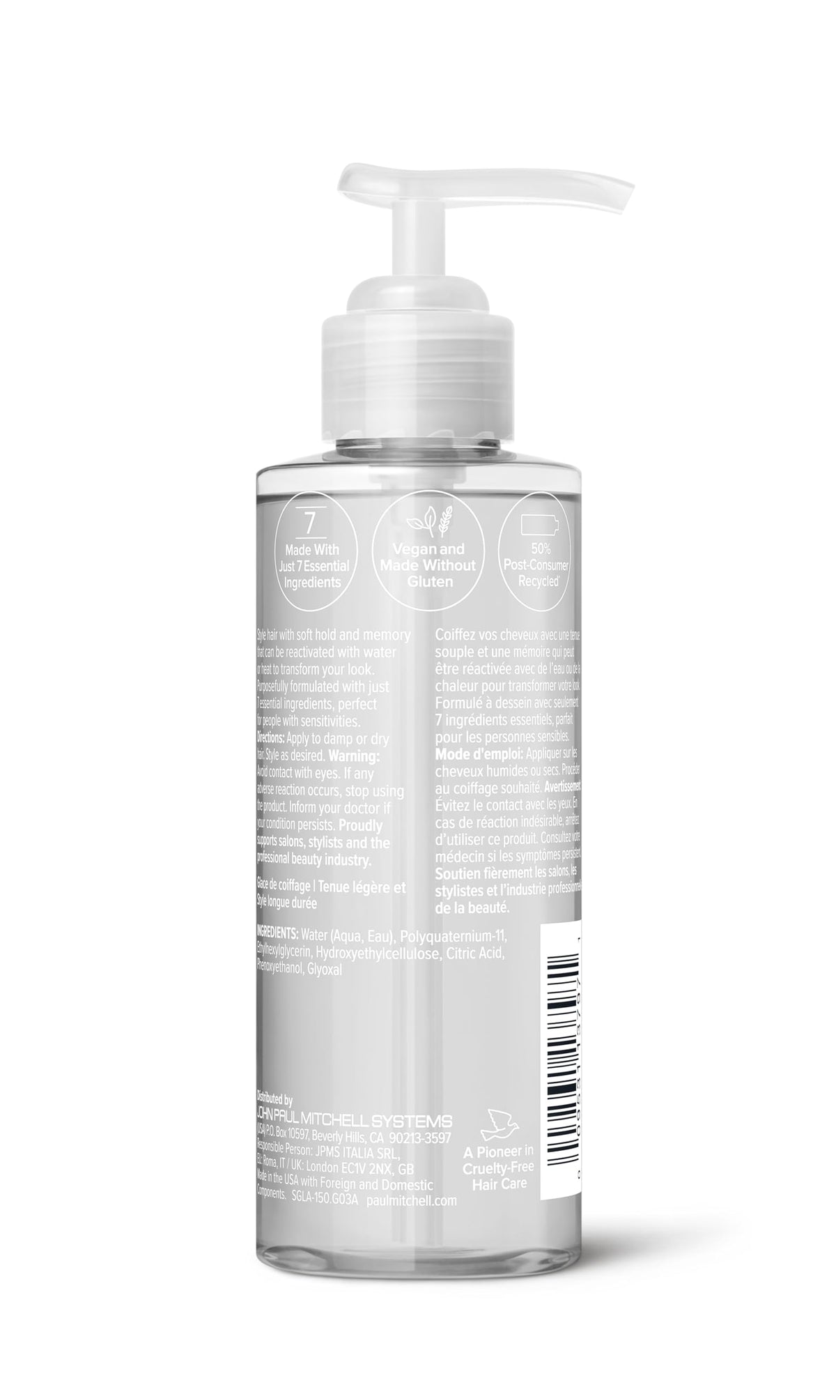 Paul Mitchell clear glaze packaging close-up showing post-consumer recycled material use