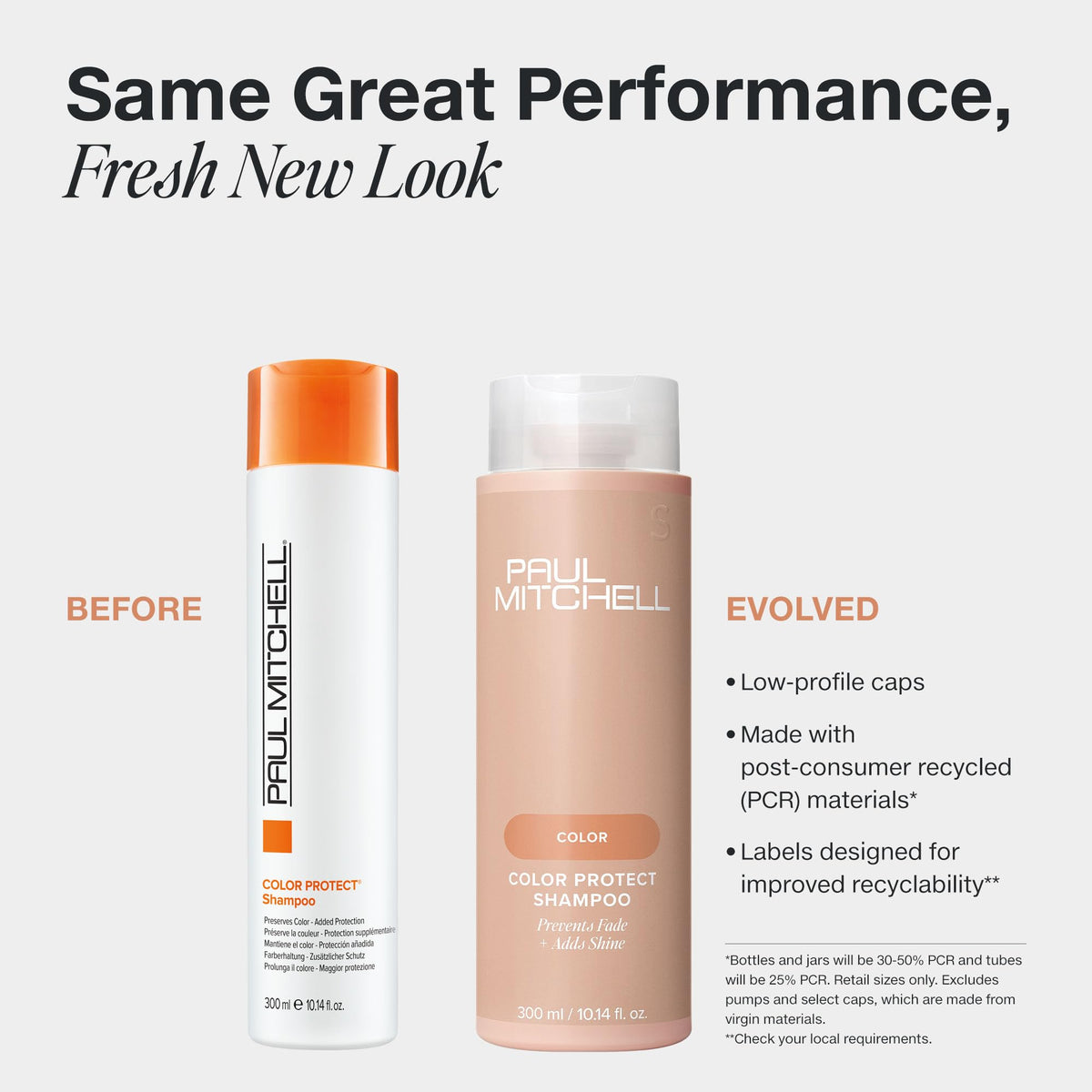 Paul Mitchell back label with ingredients and recyclability details for eco-minded buyers