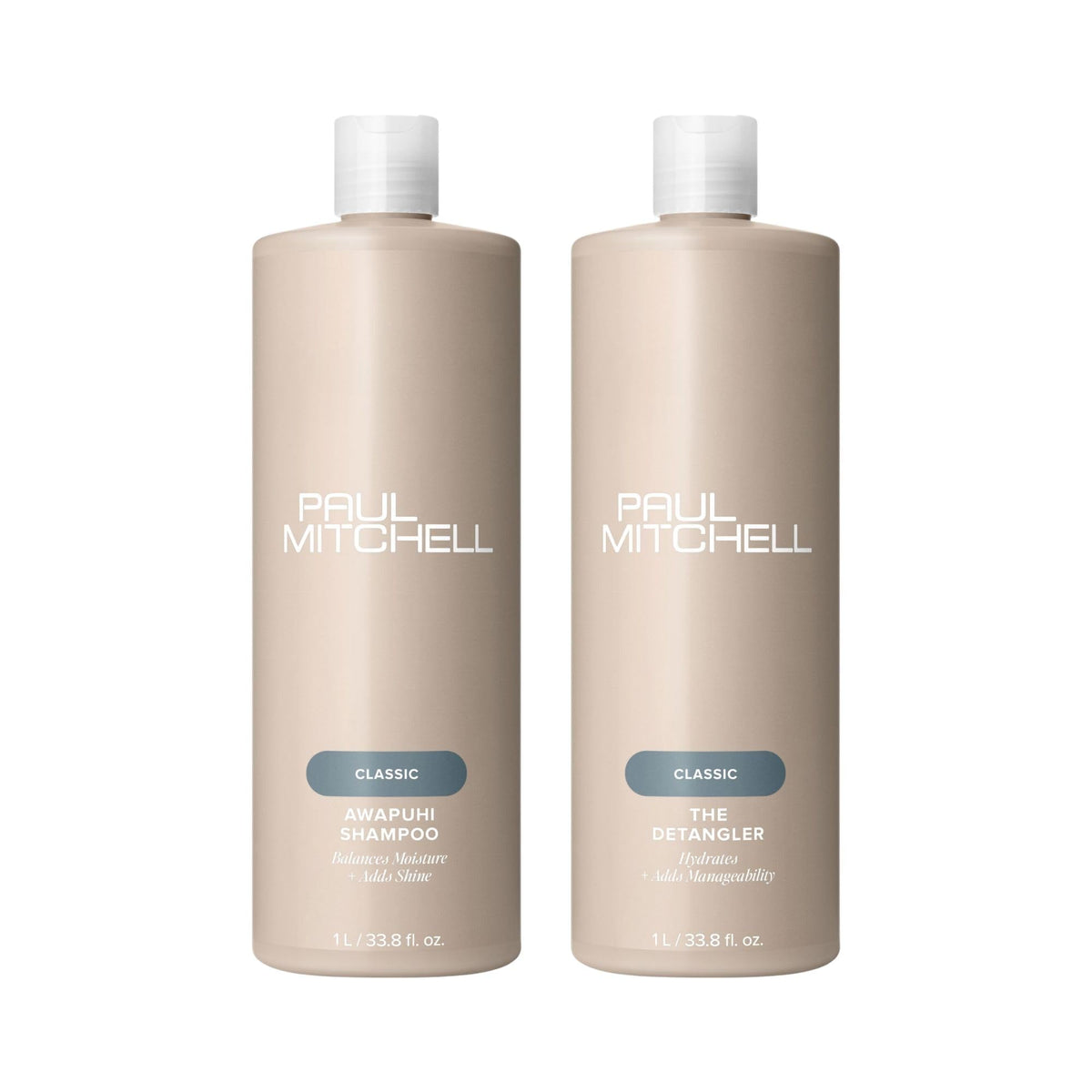 Paul Mitchell duo front packaging showing shampoo and detangler, salon-grade results