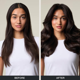 Paul Mitchell foam applied to damp hair prepping for voluminous blowout benefit