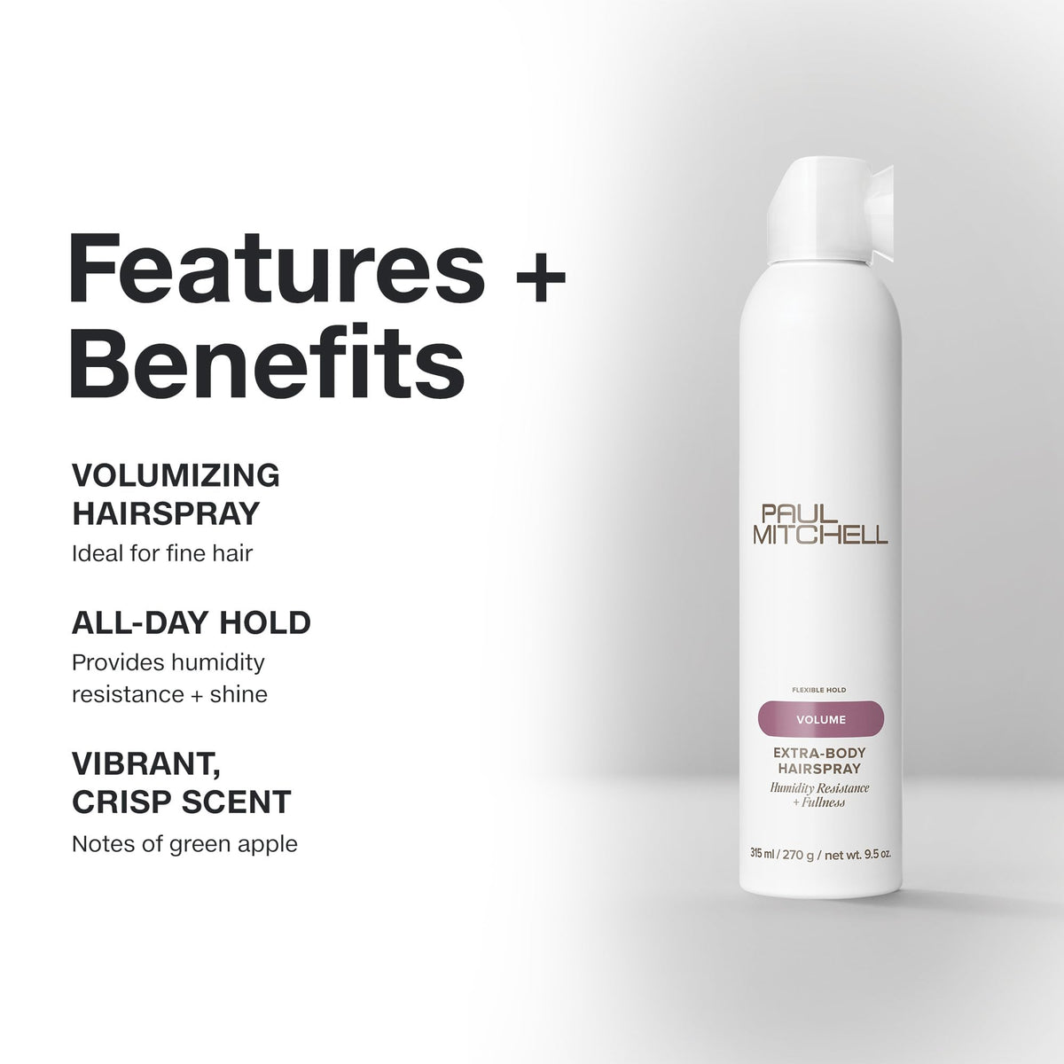 Paul Mitchell mist texture close-up illustrating lightweight hold and instant lift