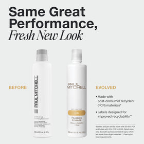 Paul Mitchell bottle label closeup highlighting scent and recycling note