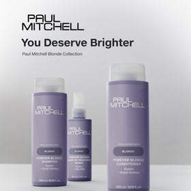 Paul Mitchell treated blonde hair in sunlight showing improved shine and smoothness
