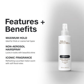 Paul Mitchell spray texture mid-air demonstrating fine mist and shine