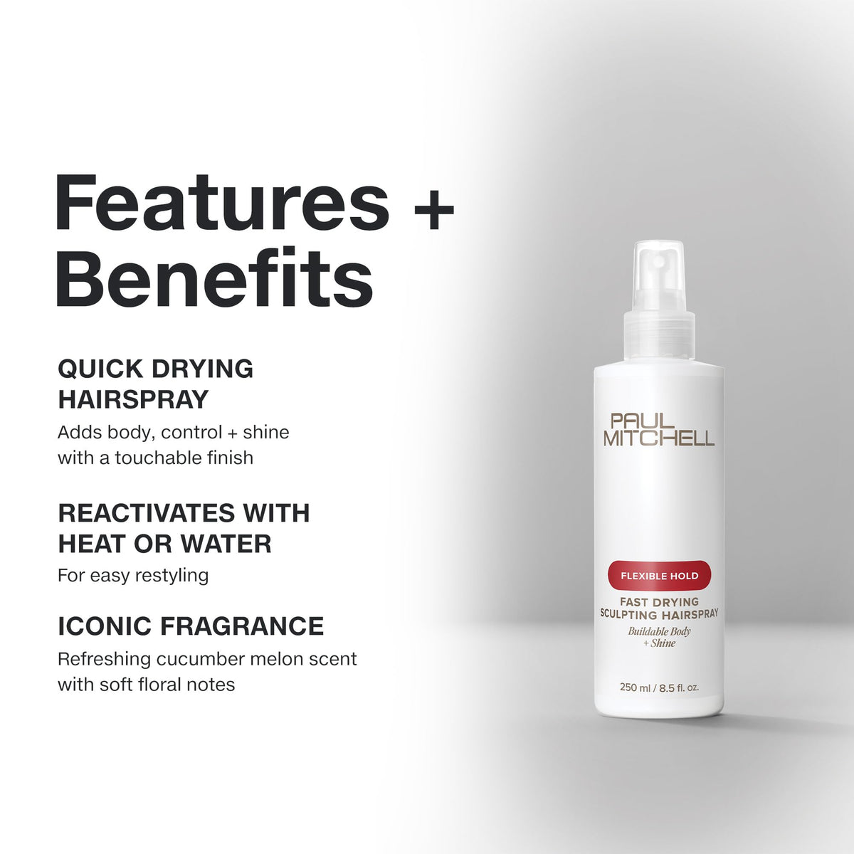 Paul Mitchell spray pattern illustrating lightweight buildable volume