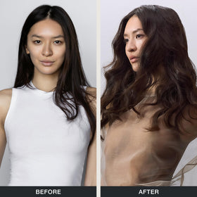 Paul Mitchell mist on hair strands illustrating lightweight texture