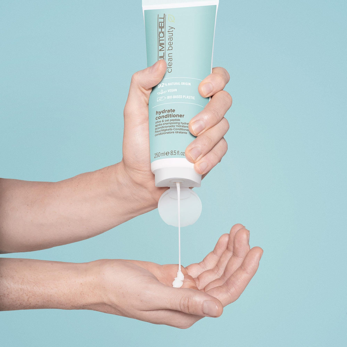 Paul Mitchell label close-up highlighting clean beauty certification and clarity