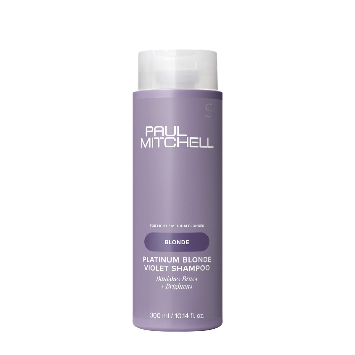 Paul Mitchell bottle front packaging showing brand and product for brass-free blonde
