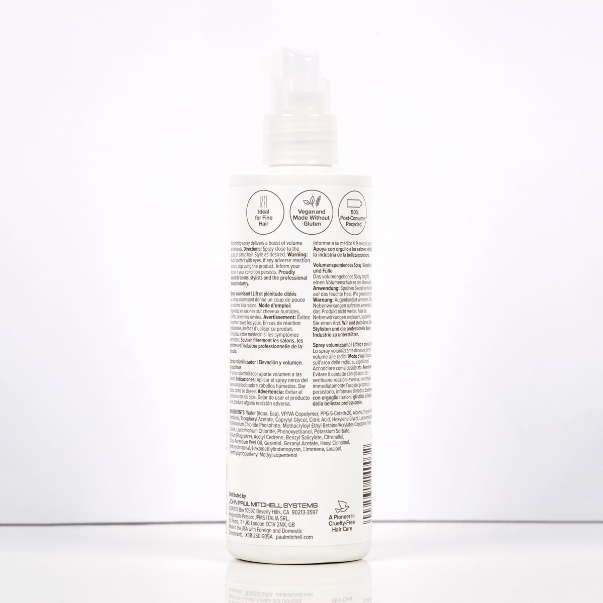 Paul Mitchell on bathroom shelf conveying everyday styling convenience