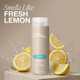 Paul Mitchell shampoo applied to scalp demonstrating oil removal benefit