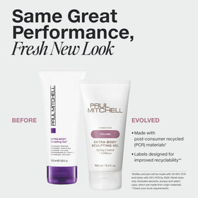 Paul Mitchell pump and cap detail highlighting recycled packaging and easy dispensing