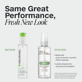 Paul Mitchell pump and label close-up highlighting easy-dispense benefit