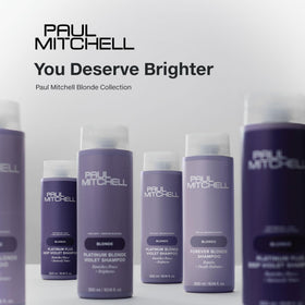 Lifestyle shelf with Paul Mitchell bottle among bath items showing salon-quality routine
