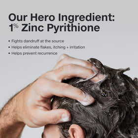 Paul Mitchell shampoo in hand being applied to scalp for relief