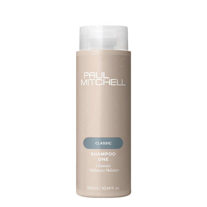 Paul Mitchell Shampoo One front bottle showing label and volume for easy identification and shelf appeal