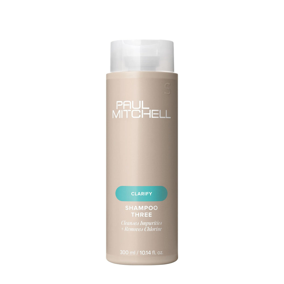 Paul Mitchell Shampoo Three front bottle shows clarifying formula benefit