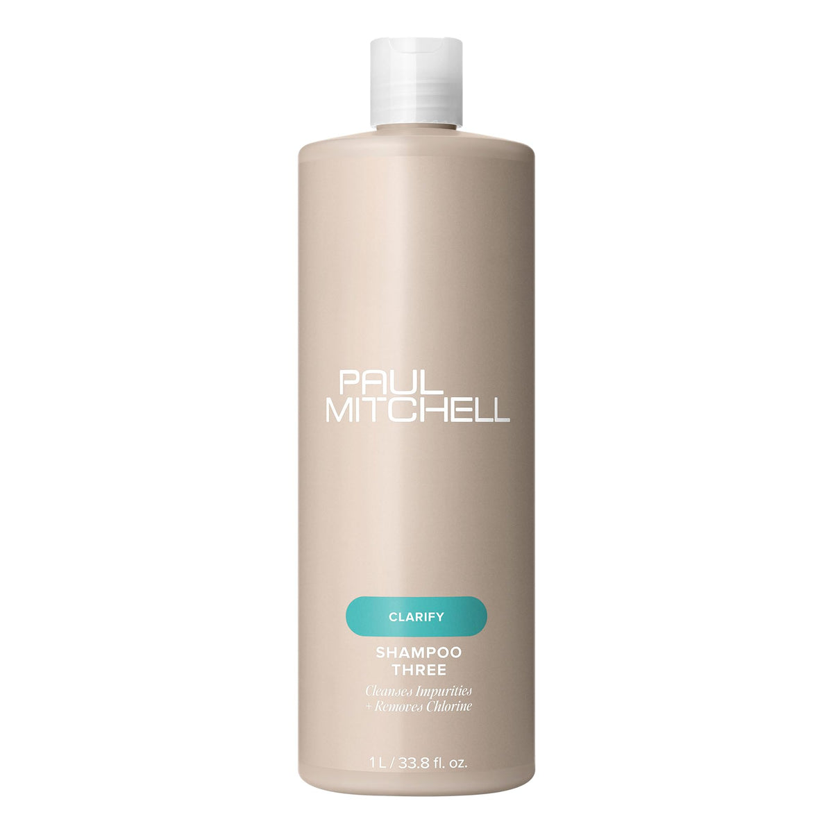 Paul Mitchell Shampoo Three front bottle showing label and size for clear identification and quick selection