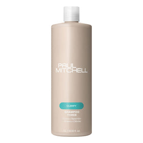 Paul Mitchell Shampoo Three front bottle showing label and size for clear identification and quick selection