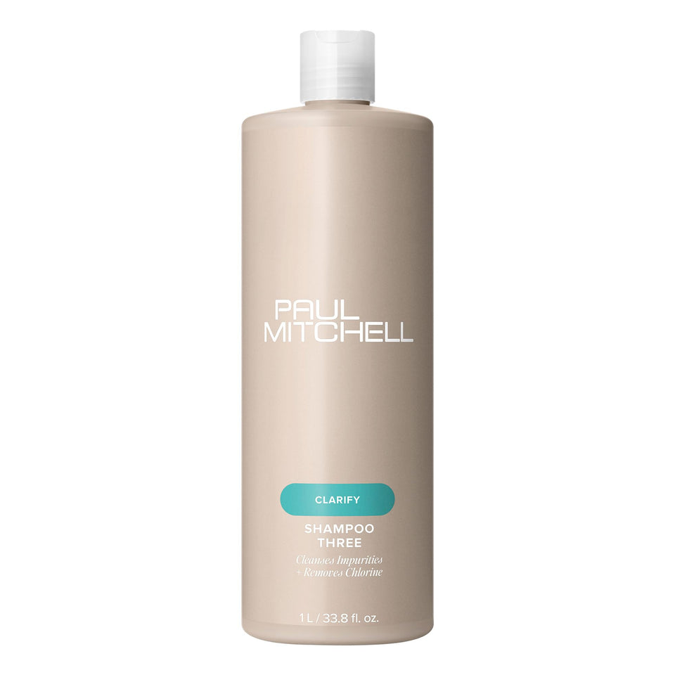 Paul Mitchell Shampoo Three front bottle showing label and size for clear identification and quick selection