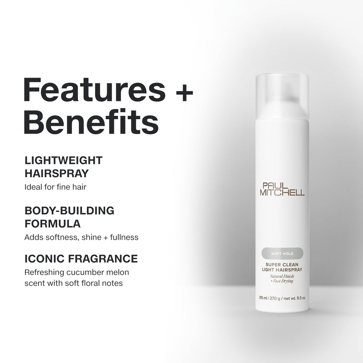 Paul Mitchell fine mist spraying over hair for lightweight hold