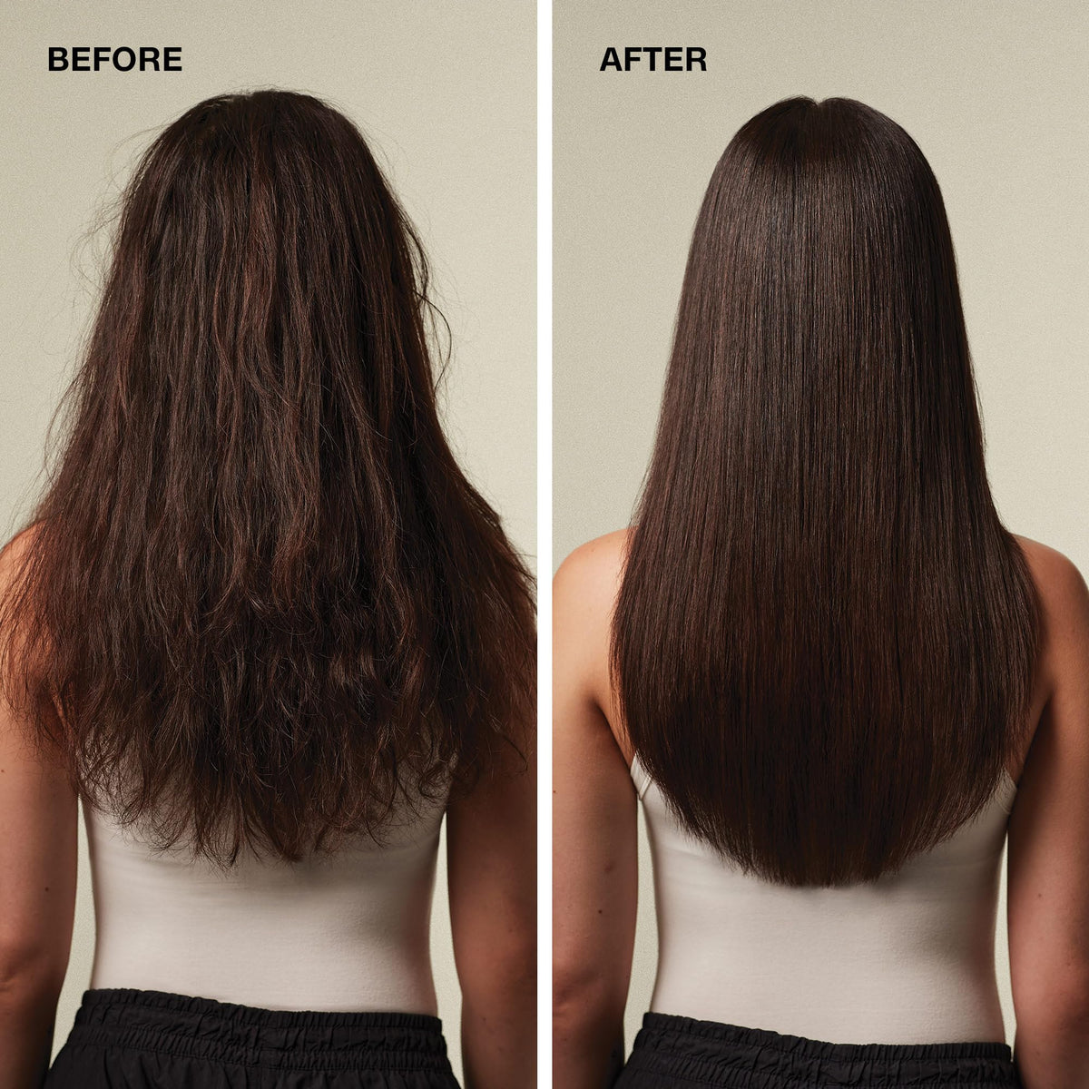 Paul Mitchell gel applied before blowdry showing smoother styling benefit