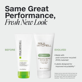 Paul Mitchell label close-up highlighting ingredients and easy dispensing benefit