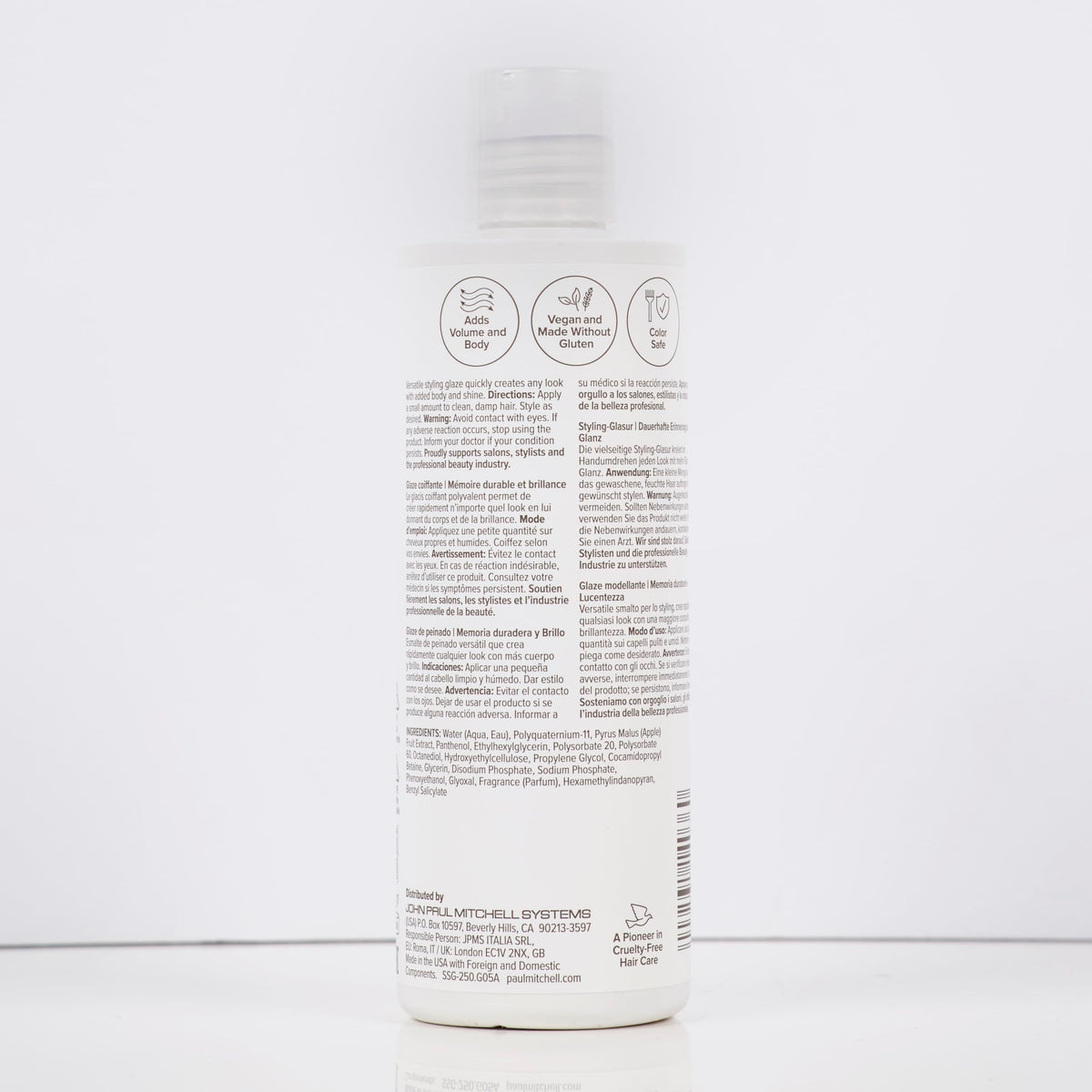 Paul Mitchell on bathroom vanity lifestyle shot promoting salon-quality