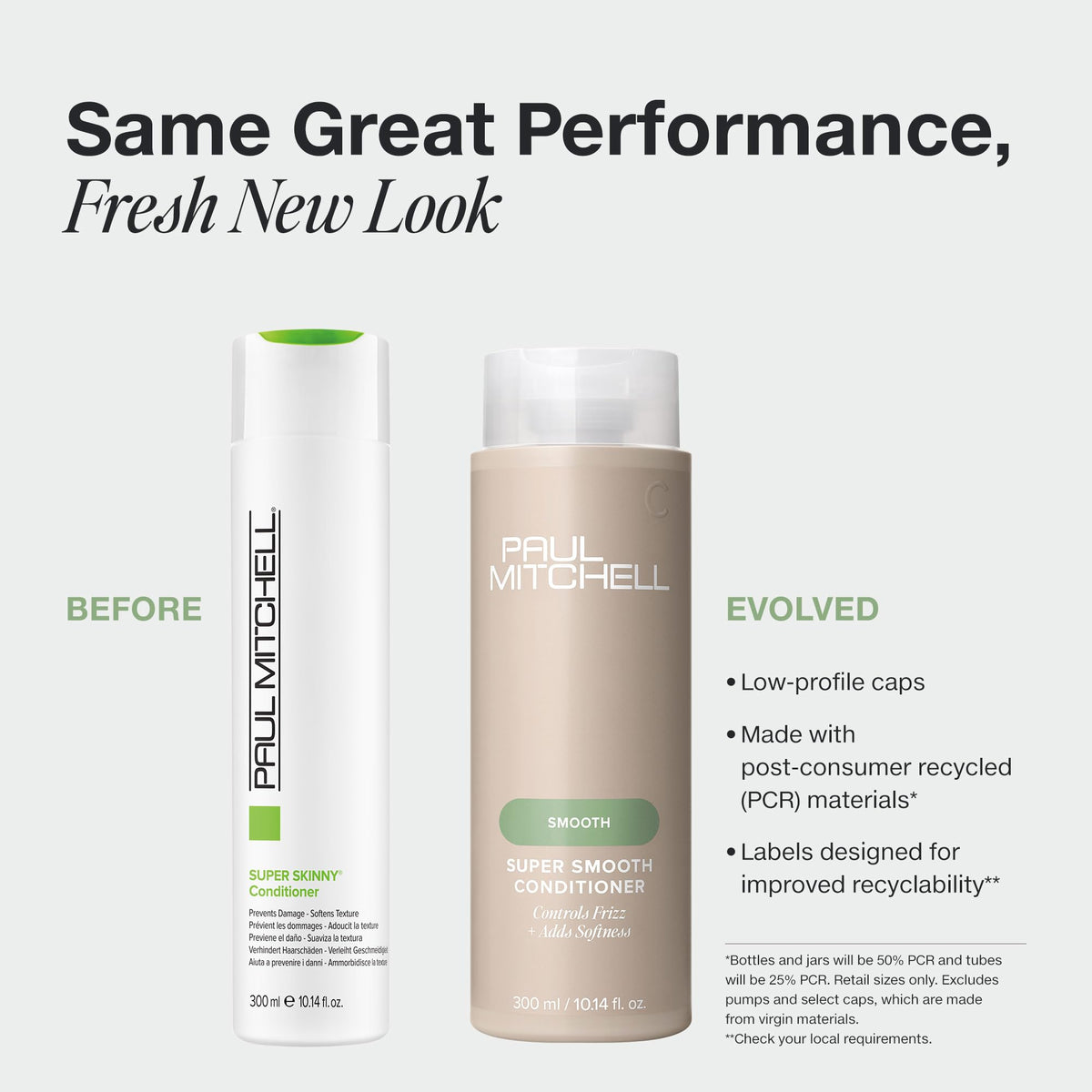 Paul Mitchell cap and label detail highlighting recyclable packaging benefits