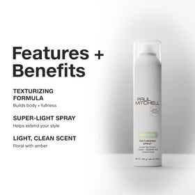 Paul Mitchell spray applied to dry hair refreshes volume and natural movement