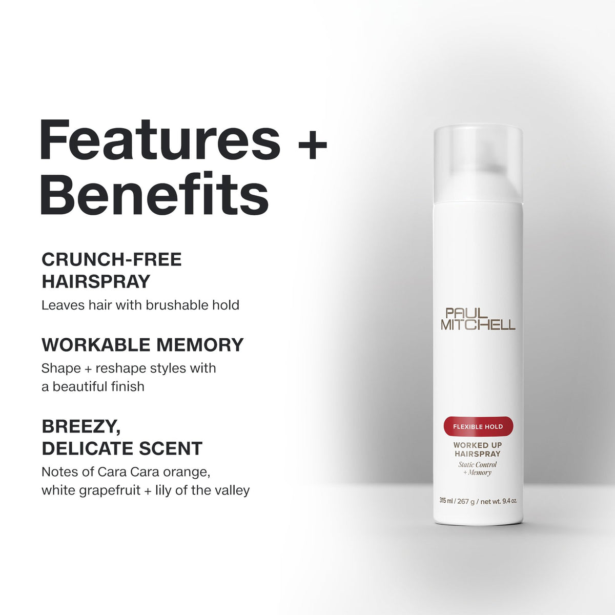 Paul Mitchell spray texture close-up illustrating fine, fast-drying mist