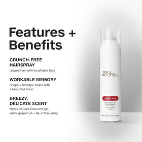 Paul Mitchell spray texture close-up illustrating fine, fast-drying mist