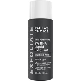 Paula's Choice front packaging showing compact travel bottle and clear labeling benefits