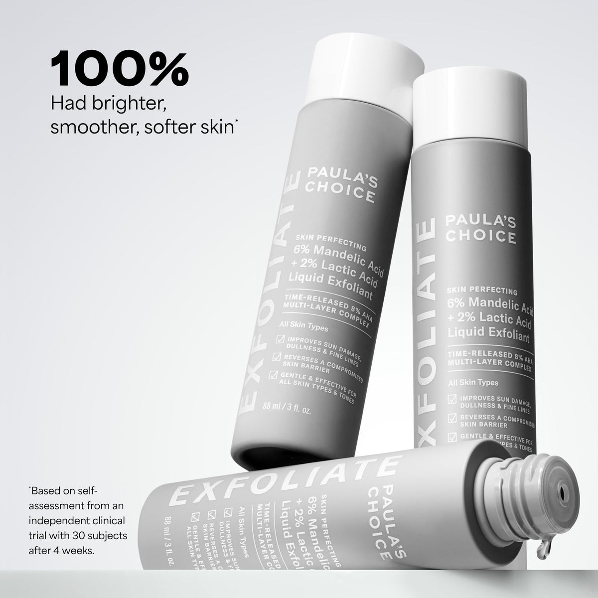 Paula's Choice product applied to back of hand demonstrating gentle exfoliation benefit