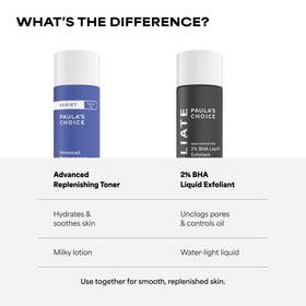 Paula's Choice bottle staged with other skincare showing layering compatibility