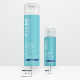 Paula's Choice bottle on bathroom shelf in routine setting showing seamless layering benefit