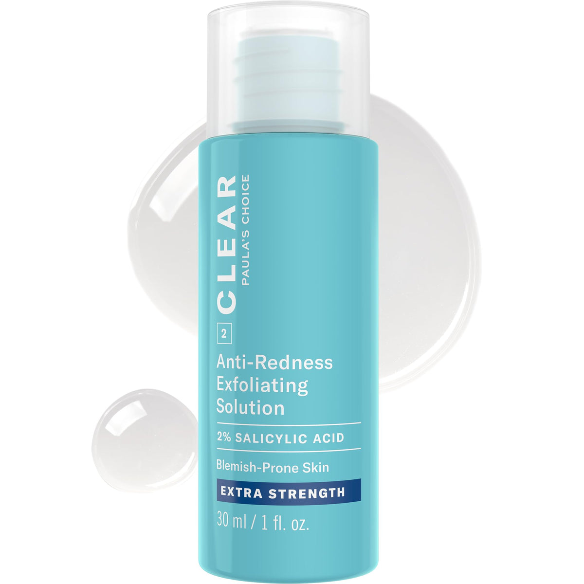 Paula's Choice front bottle showing label and compact 1oz size benefit: easy travel