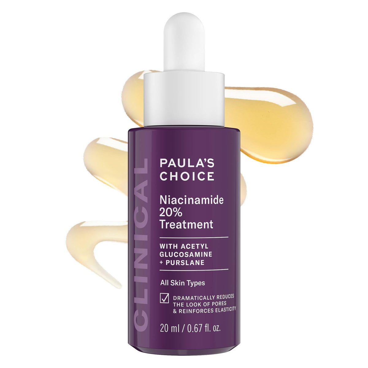 Paula's Choice front packaging showing clinical 20% niacinamide benefits