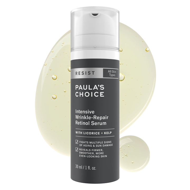 Paula's Choice front packaging of RESIST retinol serum shows product clarity benefit