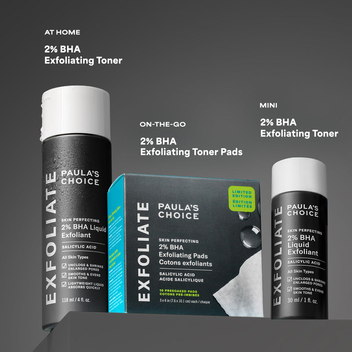 Paula's Choice ingredient label close-up showing 2% BHA salicylic acid info