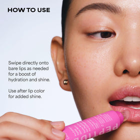Paula's Choice layered over lipstick showing added shine and color-enhancing benefit