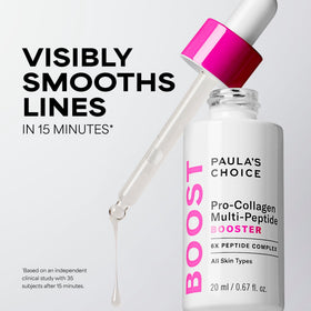 Paula's Choice peptide visual with molecular icons illustrating collagen support