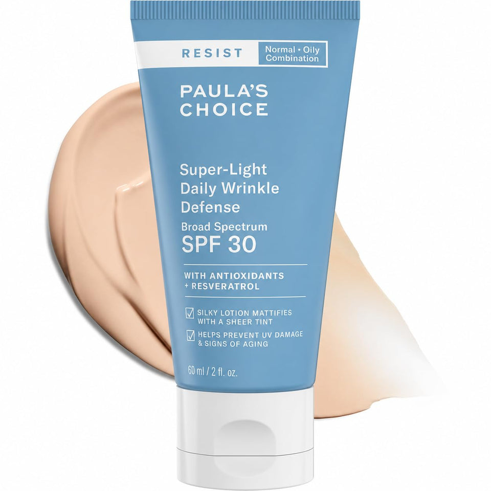 Paula's Choice front packaging showing tinted matte SPF 30 for oily skin benefit