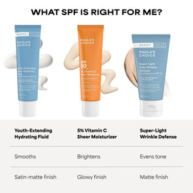 Paula's Choice label close-up highlighting mineral SPF and antioxidant ingredients benefit