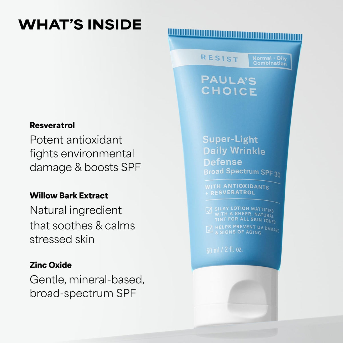 Paula's Choice texture close-up illustrating lightweight, non-greasy finish benefit