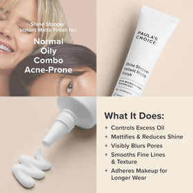 Paula's Choice primer applied on hand demonstrating oil-control effect and smooth skin