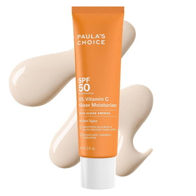 Paula's Choice front tube view showing compact SPF 50 sunscreen, easy portability