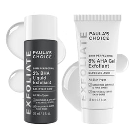 Paula's Choice travel duo front packaging showing both exfoliants for convenience