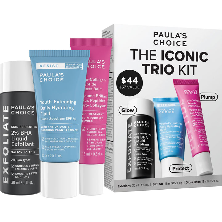 Paula's Choice trio front packaging showing compact kit and benefits