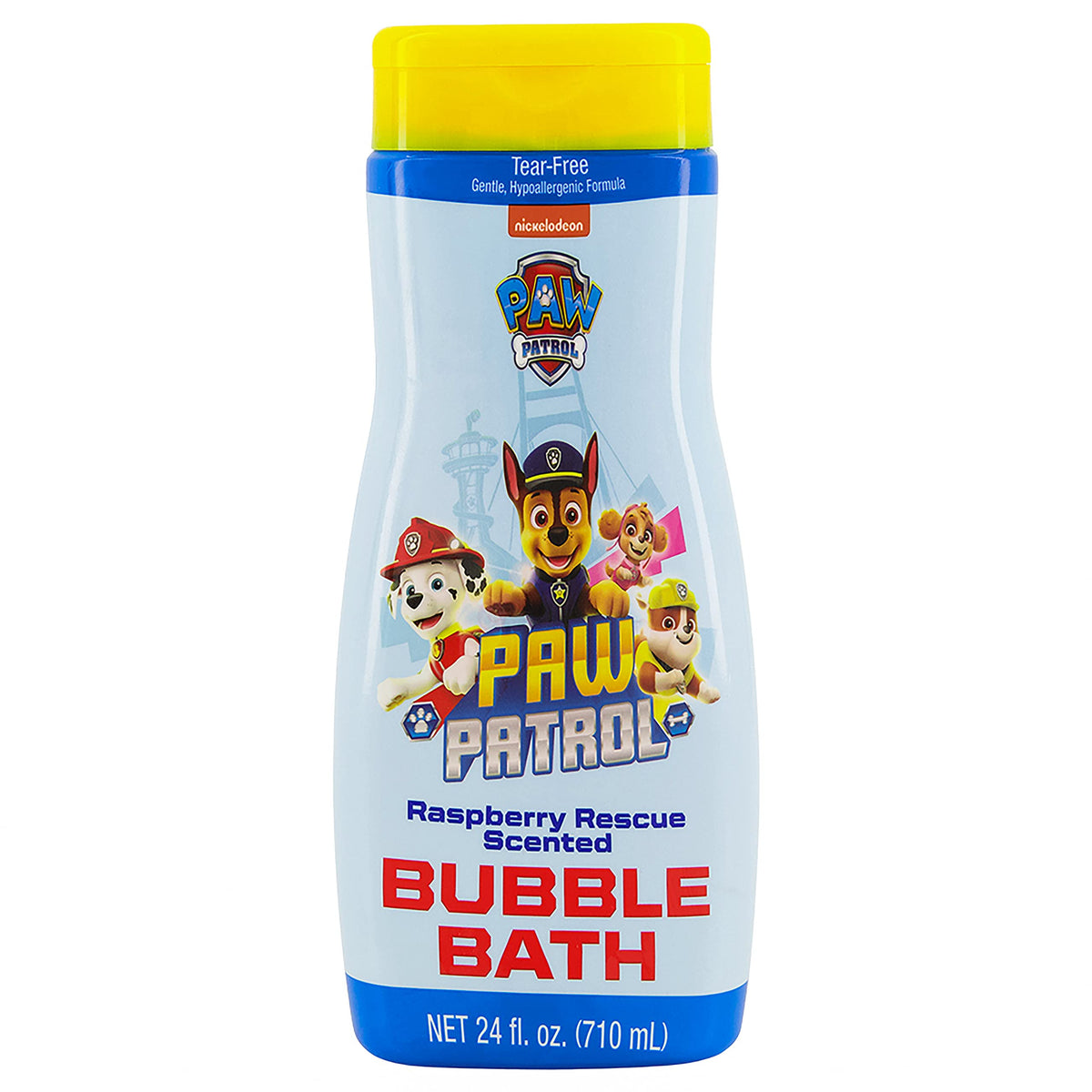 Paw Patrol front label showing raspberry rescue scent and kid-friendly design