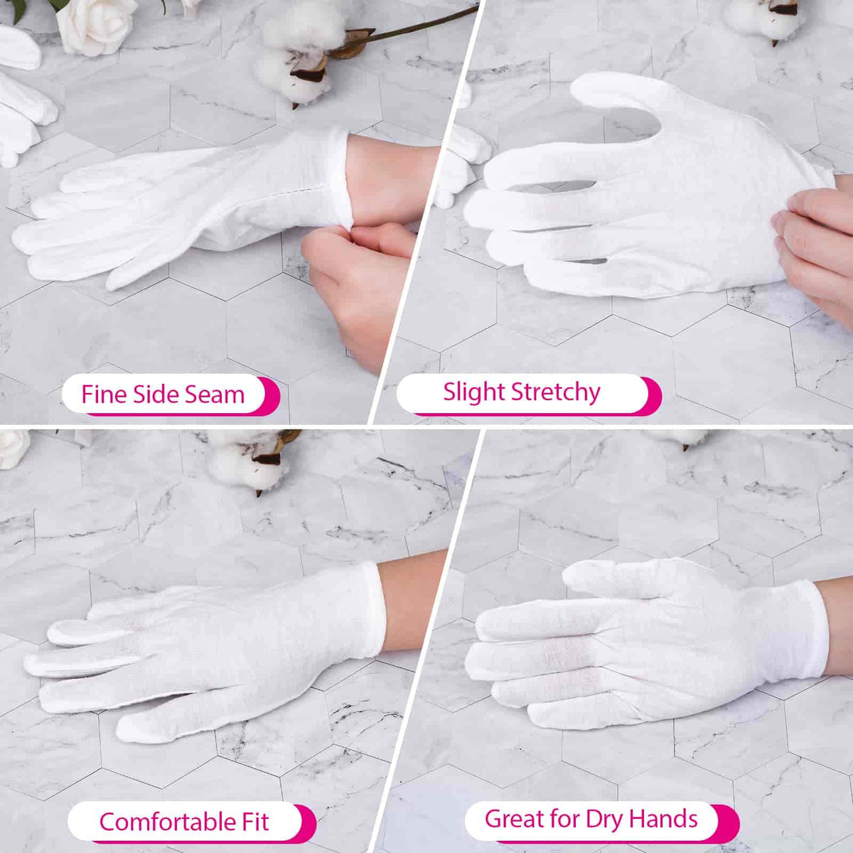 PAXCOO finger detail inspecting jewelry with lint-free touch